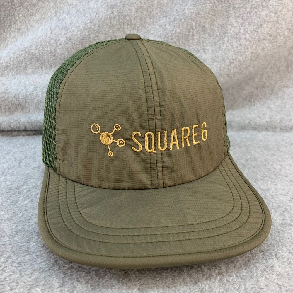Square 6 Logo Mens Green Robinson Outdoor Trucker Hat Ripstop Mesh Adjustable